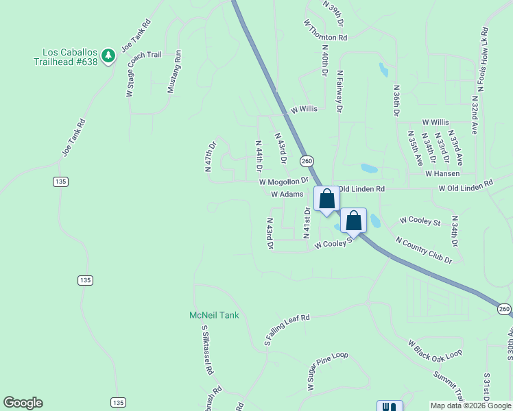 map of restaurants, bars, coffee shops, grocery stores, and more near 4580 West Hawthorn Road in Show Low