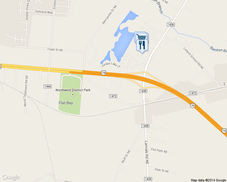 map of restaurants, bars, coffee shops, grocery stores, and more near 1769 Liz Lane Northeast in Leland