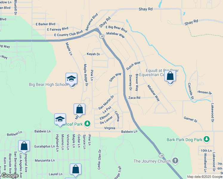 map of restaurants, bars, coffee shops, grocery stores, and more near 358 Davos Drive in Big Bear