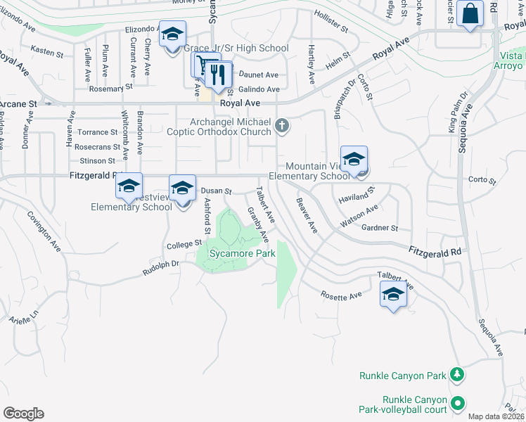 map of restaurants, bars, coffee shops, grocery stores, and more near 939 Talbert Avenue in Simi Valley