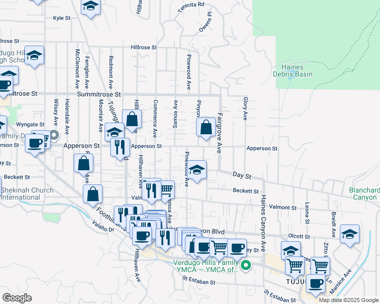 map of restaurants, bars, coffee shops, grocery stores, and more near 10248 Pinewood Avenue in Los Angeles
