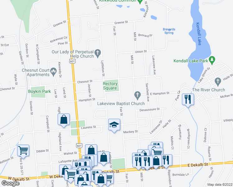 map of restaurants, bars, coffee shops, grocery stores, and more near 301 Rectory Square in Camden