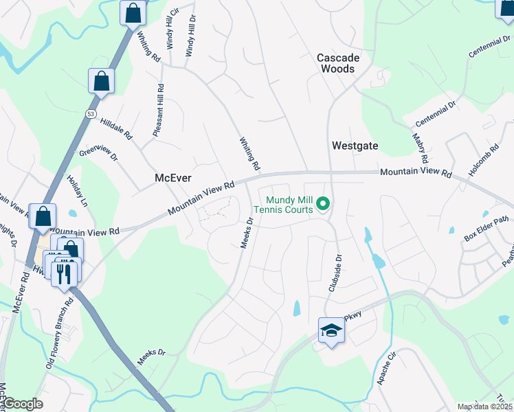 map of restaurants, bars, coffee shops, grocery stores, and more near 4630 Bagwell Drive in Gainesville