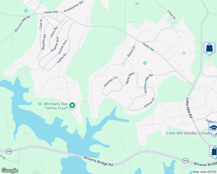 map of restaurants, bars, coffee shops, grocery stores, and more near 6690 Overton Circle in Cumming