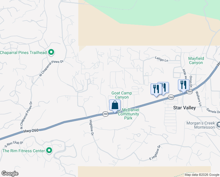 map of restaurants, bars, coffee shops, grocery stores, and more near 197 West Lyons Pond Way in Star Valley