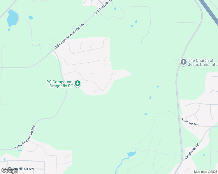 map of restaurants, bars, coffee shops, grocery stores, and more near 52 Willow Bend Drive Northwest in Cartersville