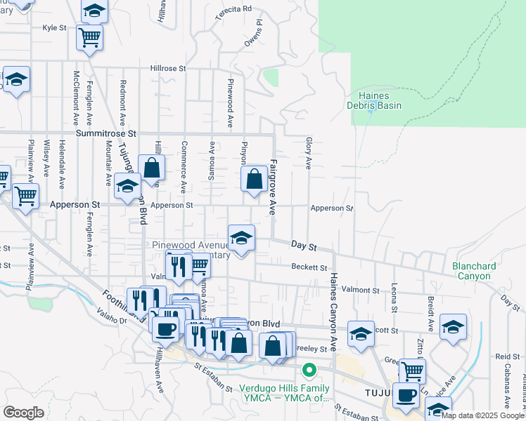 map of restaurants, bars, coffee shops, grocery stores, and more near 7018 Apperson Street in Los Angeles