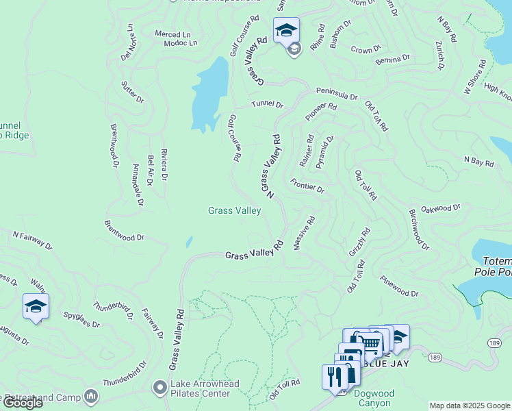 map of restaurants, bars, coffee shops, grocery stores, and more near 400 Golf Course Rd in Lake Arrowhead