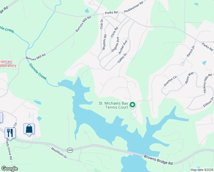 map of restaurants, bars, coffee shops, grocery stores, and more near 6611 Beacon Station Drive in Cumming