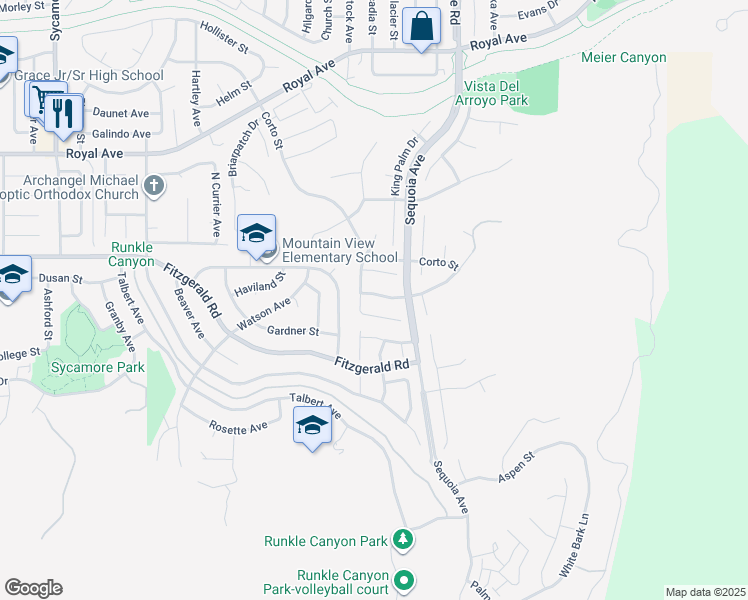 map of restaurants, bars, coffee shops, grocery stores, and more near 3224 Pine View Drive in Simi Valley