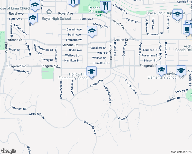 map of restaurants, bars, coffee shops, grocery stores, and more near 828 Gibson Avenue in Simi Valley
