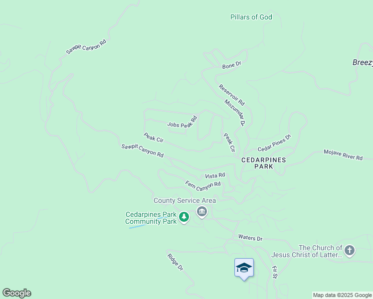 map of restaurants, bars, coffee shops, grocery stores, and more near Peak Circle in Crestline