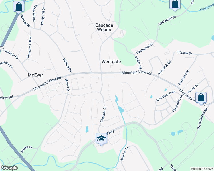 map of restaurants, bars, coffee shops, grocery stores, and more near 4391 Pleasant Garden Drive Southwest in Gainesville