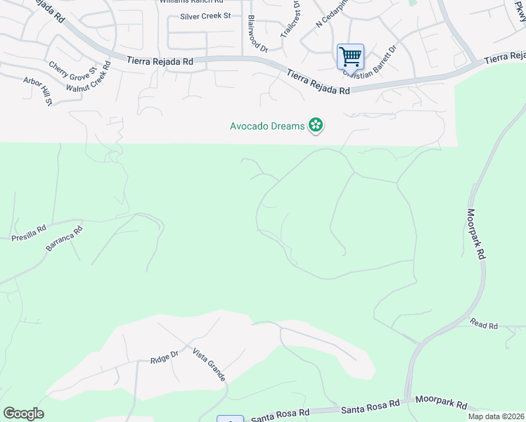 map of restaurants, bars, coffee shops, grocery stores, and more near 13418 Nightsky Drive in Santa Rosa Valley