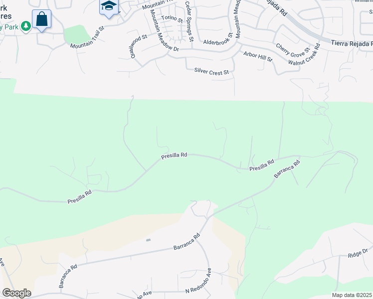 map of restaurants, bars, coffee shops, grocery stores, and more near 11937 Presilla Road in Camarillo
