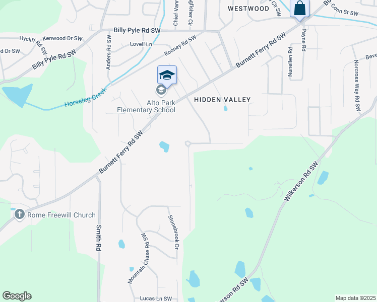 map of restaurants, bars, coffee shops, grocery stores, and more near 304 Leafmore Road Southwest in Rome