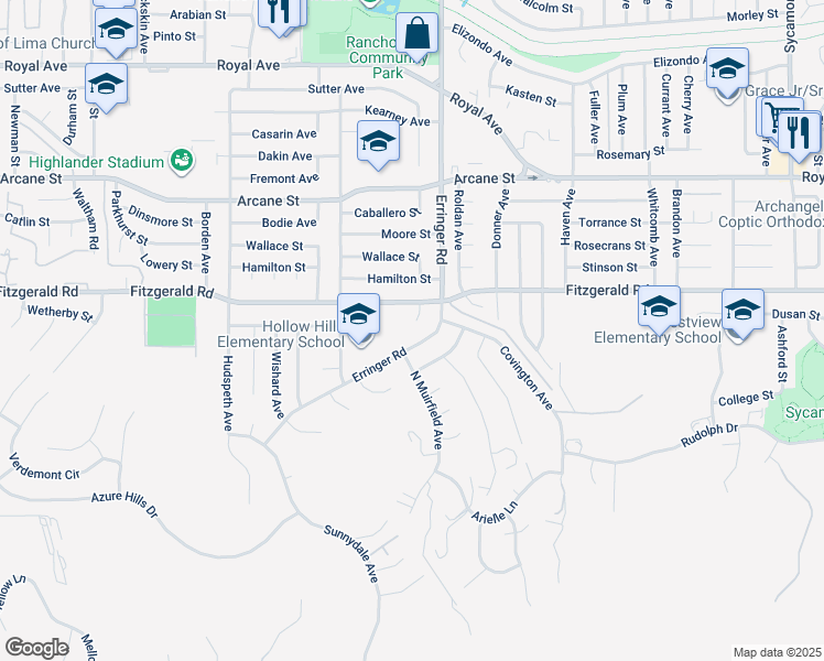 map of restaurants, bars, coffee shops, grocery stores, and more near 910 Bethel Court in Simi Valley