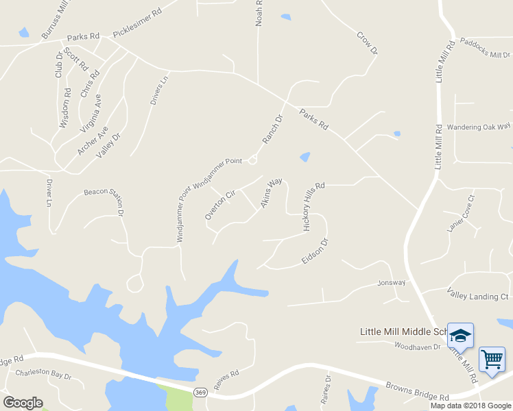 map of restaurants, bars, coffee shops, grocery stores, and more near 6965 Overton Circle in Cumming