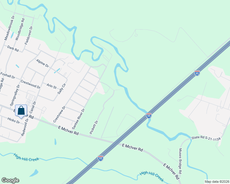 map of restaurants, bars, coffee shops, grocery stores, and more near 3218 Santee River Drive in Florence