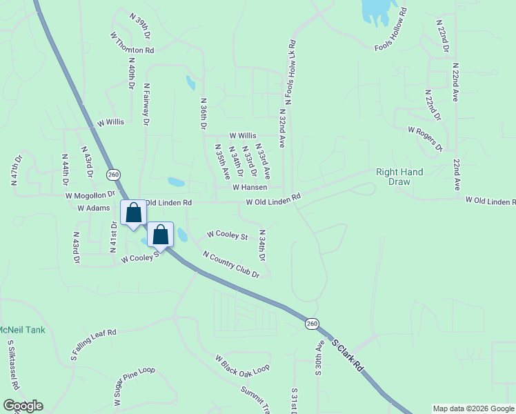 map of restaurants, bars, coffee shops, grocery stores, and more near 691 34th Drive Show in Show Low