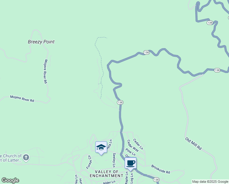 map of restaurants, bars, coffee shops, grocery stores, and more near California 138 in Crestline