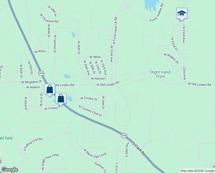 map of restaurants, bars, coffee shops, grocery stores, and more near 661 North 34th Drive in Show Low