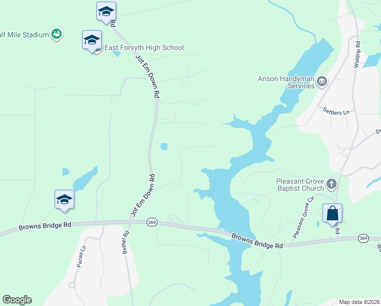 map of restaurants, bars, coffee shops, grocery stores, and more near 9690 Mathis Drive in Gainesville