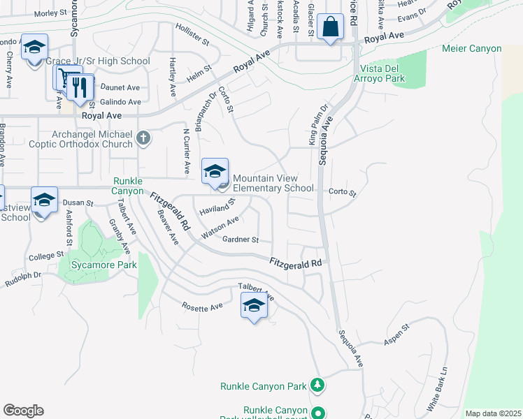 map of restaurants, bars, coffee shops, grocery stores, and more near 958 Breton Street in Simi Valley