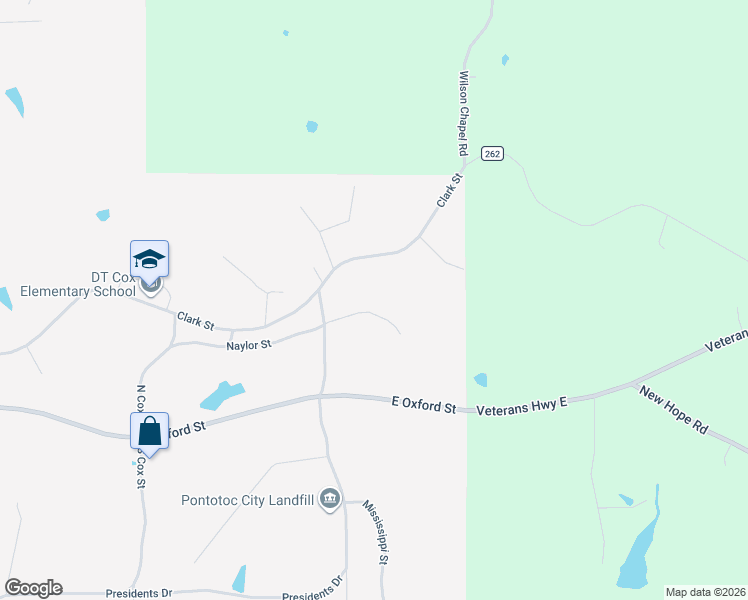 map of restaurants, bars, coffee shops, grocery stores, and more near 429-499 Naylor Street in Pontotoc