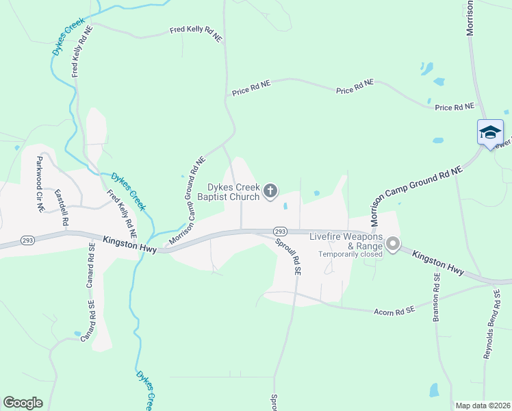 map of restaurants, bars, coffee shops, grocery stores, and more near 3181 Kingston Highway in Rome