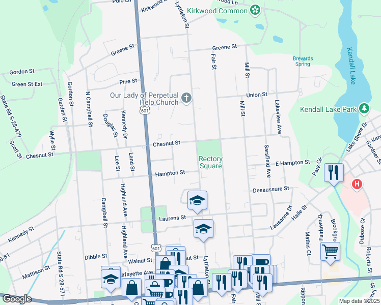 map of restaurants, bars, coffee shops, grocery stores, and more near 1615 Lyttleton Street in Camden