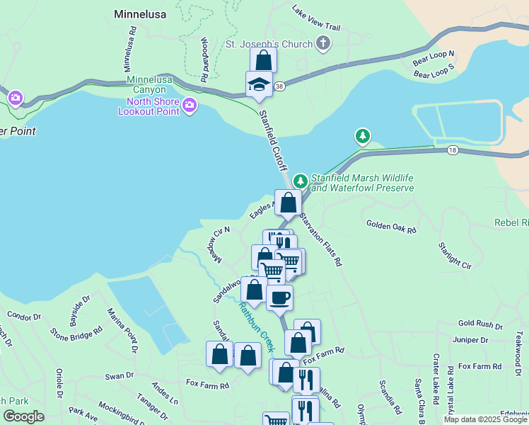 map of restaurants, bars, coffee shops, grocery stores, and more near 42037 Eagles Nest in Big Bear Lake