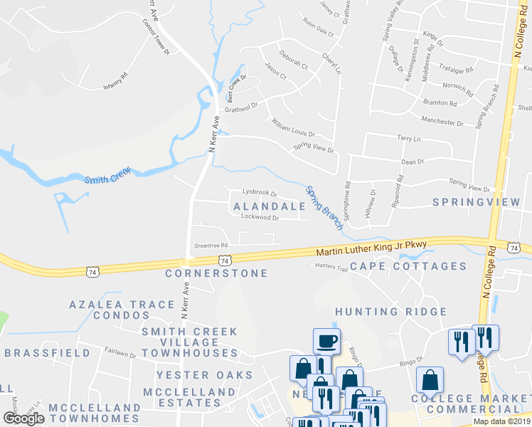 map of restaurants, bars, coffee shops, grocery stores, and more near 1002 Glenlea Drive in Wilmington