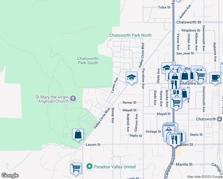 map of restaurants, bars, coffee shops, grocery stores, and more near in 