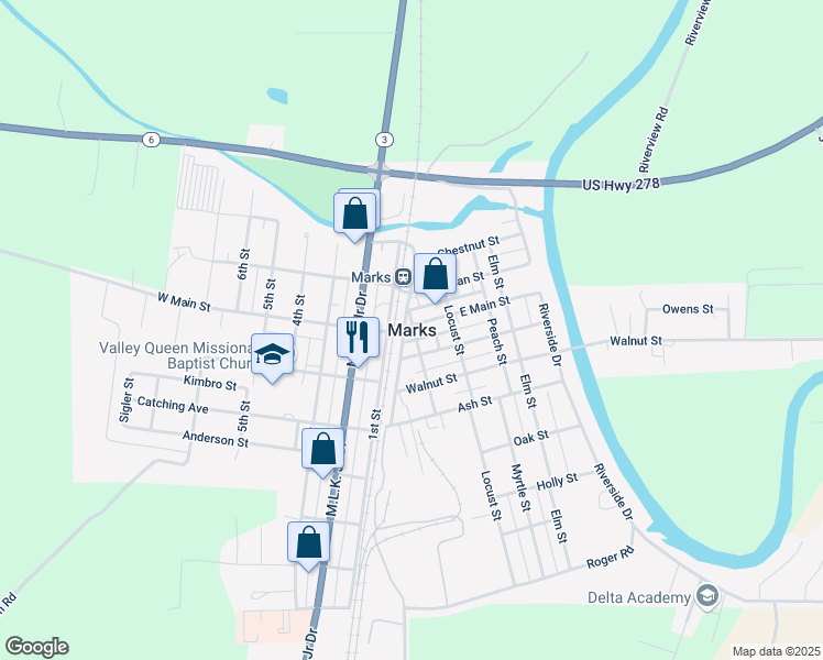 map of restaurants, bars, coffee shops, grocery stores, and more near in Marks