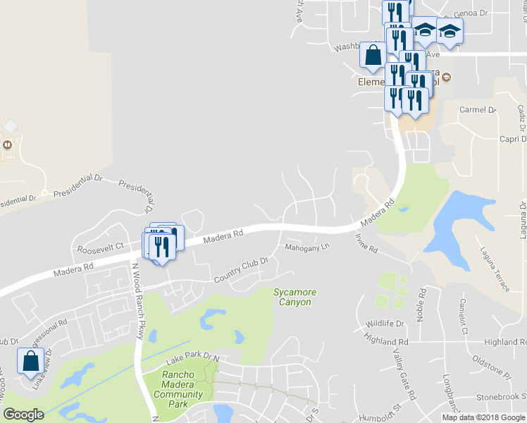 map of restaurants, bars, coffee shops, grocery stores, and more near Bluffside Lane in Simi Valley
