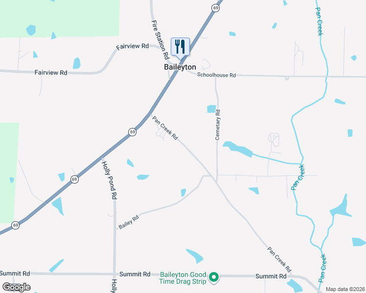 map of restaurants, bars, coffee shops, grocery stores, and more near 1684 County Road 1570 in Baileyton