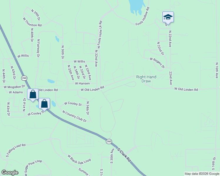 map of restaurants, bars, coffee shops, grocery stores, and more near 2910 West Villa Loop in Show Low