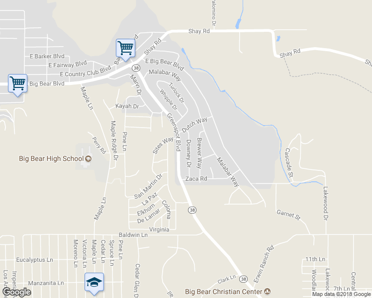 map of restaurants, bars, coffee shops, grocery stores, and more near 329 Downey Drive in Big Bear