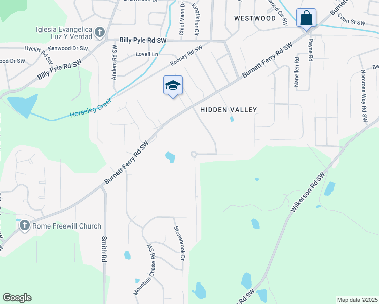 map of restaurants, bars, coffee shops, grocery stores, and more near 8 Westridge Circle Southwest in Rome