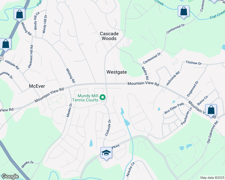 map of restaurants, bars, coffee shops, grocery stores, and more near 4616 Brayden Drive in Gainesville