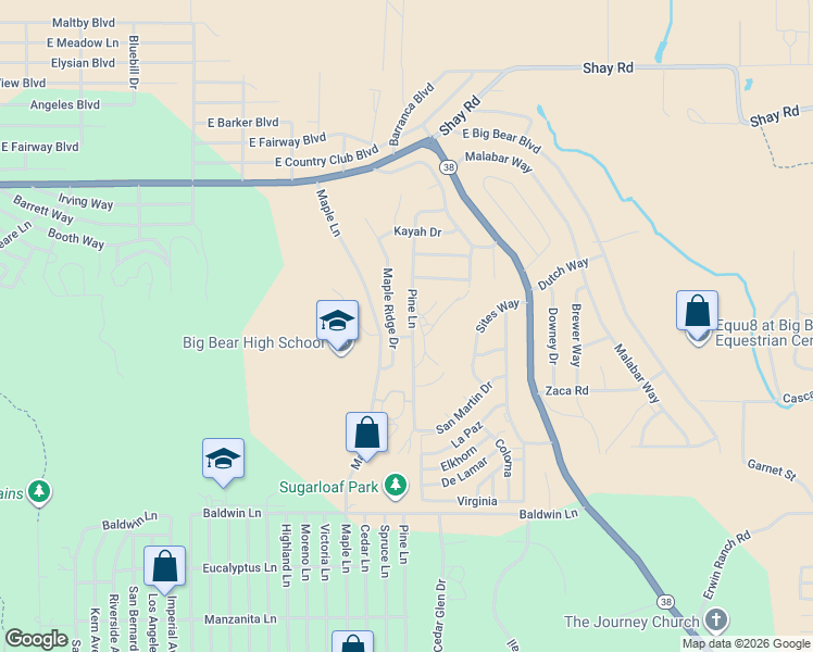 map of restaurants, bars, coffee shops, grocery stores, and more near 337 Pine Lane in Big Bear