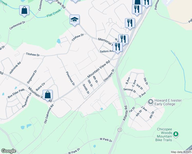 map of restaurants, bars, coffee shops, grocery stores, and more near 2364 4th Street in Gainesville
