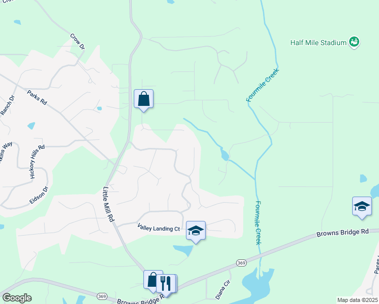 map of restaurants, bars, coffee shops, grocery stores, and more near 7675 Lanier View Ridge in Cumming