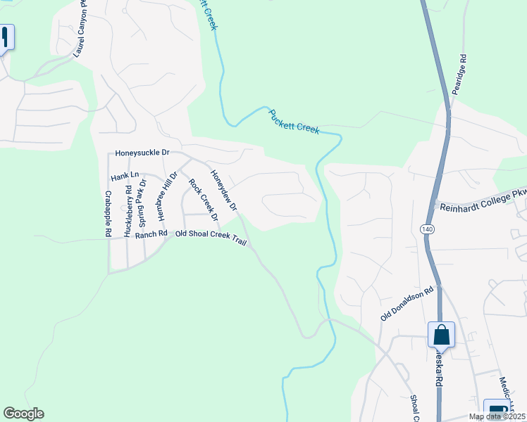 map of restaurants, bars, coffee shops, grocery stores, and more near 231 Creek View Place in Canton