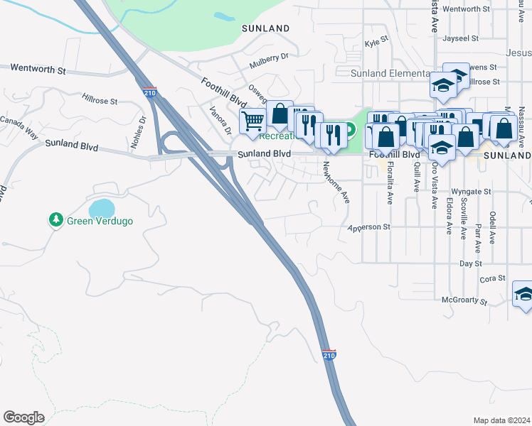 map of restaurants, bars, coffee shops, grocery stores, and more near 8833 Yates Street in Los Angeles
