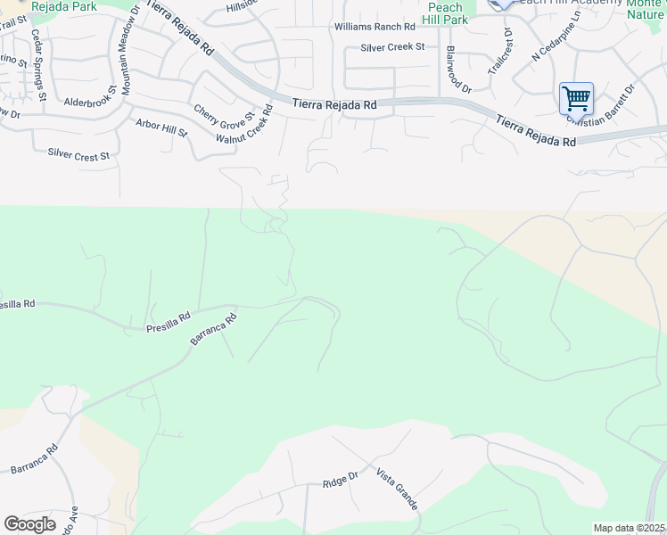 map of restaurants, bars, coffee shops, grocery stores, and more near 12493 East Presilla Road in Camarillo