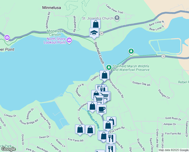map of restaurants, bars, coffee shops, grocery stores, and more near 42042 Eagles Nest in Big Bear Lake