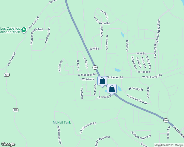 map of restaurants, bars, coffee shops, grocery stores, and more near 4140 West Mogollon Drive in Show Low