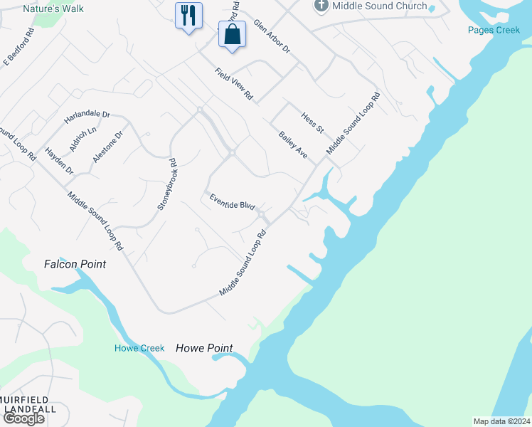 map of restaurants, bars, coffee shops, grocery stores, and more near 7502 Songbird Court in Wilmington